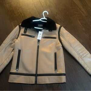 Men’s S Guess Beige/Tan and Black soft Zippered Jacket Brand New with tag